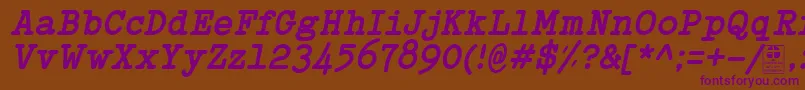 TypowriterBoldItalicDemo Font – Purple Fonts on Brown Background