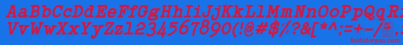 TypowriterBoldItalicDemo Font – Red Fonts on Blue Background