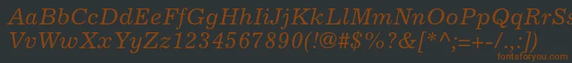 ExcelsiorltstdItalic-fontti – ruskeat fontit mustalla taustalla
