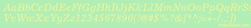 ExcelsiorltstdItalic Font – Yellow Fonts on Green Background