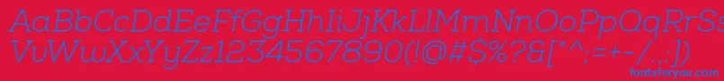 NexaSlabLightItalic-Schriftart – Blaue Schriften auf rotem Hintergrund