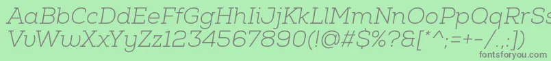 Fonte NexaSlabLightItalic – fontes cinzas em um fundo verde