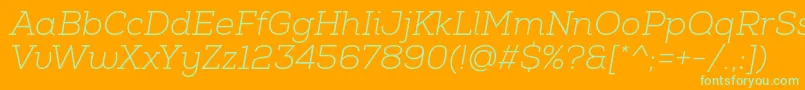 NexaSlabLightItalic Font – Green Fonts on Orange Background