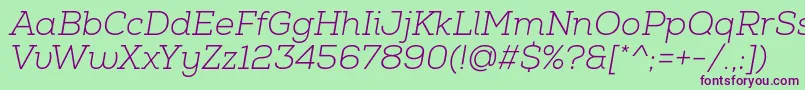 NexaSlabLightItalic Font – Purple Fonts on Green Background