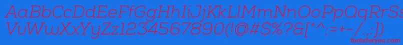 フォントNexaSlabLightItalic – 赤い文字の青い背景