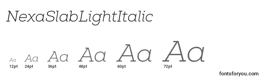 Размеры шрифта NexaSlabLightItalic