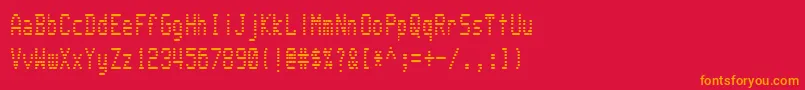 Fonte Wartext – fontes laranjas em um fundo vermelho