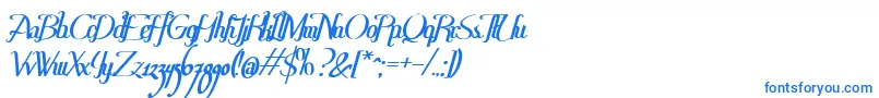 フォントHitalicaBold – 白い背景に青い文字