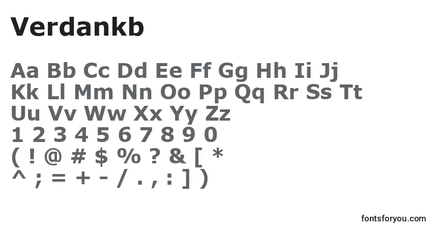 A fonte Verdankb – alfabeto, números, caracteres especiais