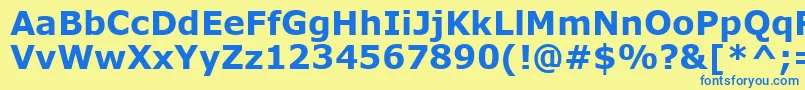 フォントVerdankb – 青い文字が黄色の背景にあります。