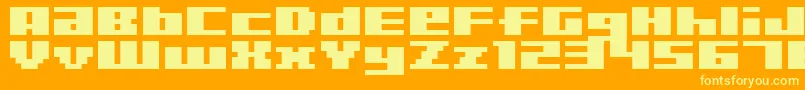 BmRizerA6-fontti – keltaiset fontit oranssilla taustalla