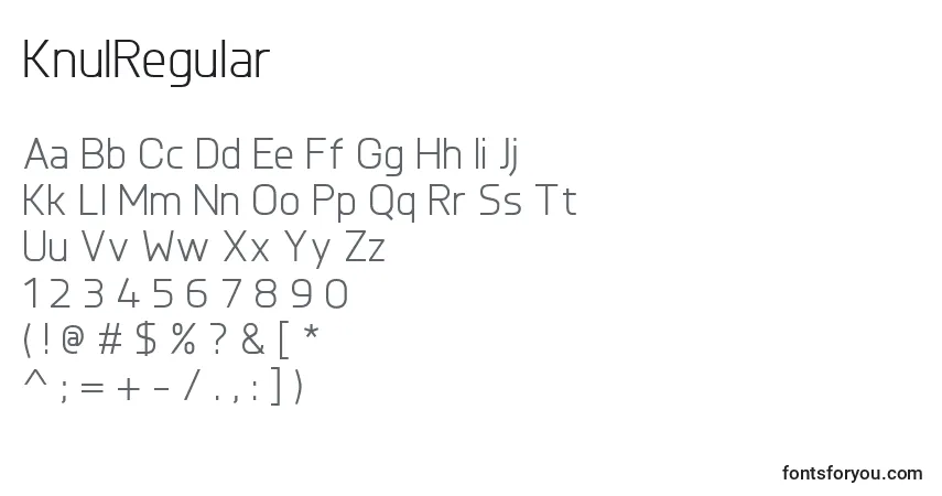 KnulRegular Font – alphabet, numbers, special characters