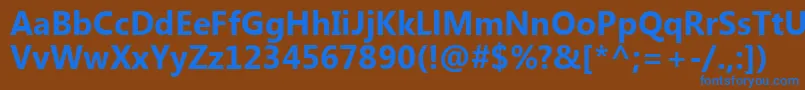 Więcej informacji o czcionce KhmerUiПолужирный Czcionka KhmerUiПолужирный – niebieskie czcionki na brązowym tle