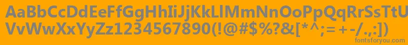 KhmerUiРџРѕР»СѓР¶РёСЂРЅС‹Р№-Schriftart – Graue Schriften auf orangefarbenem Hintergrund
