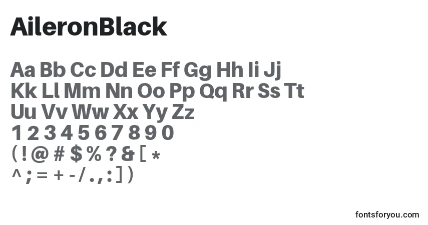 Czcionka AileronBlack – alfabet, cyfry, specjalne znaki