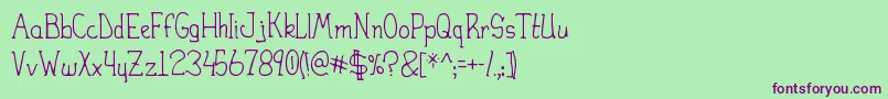 HeiranySlight Font – Purple Fonts on Green Background