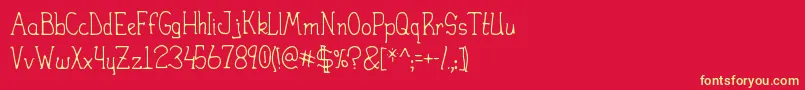 HeiranySlight Font – Yellow Fonts on Red Background