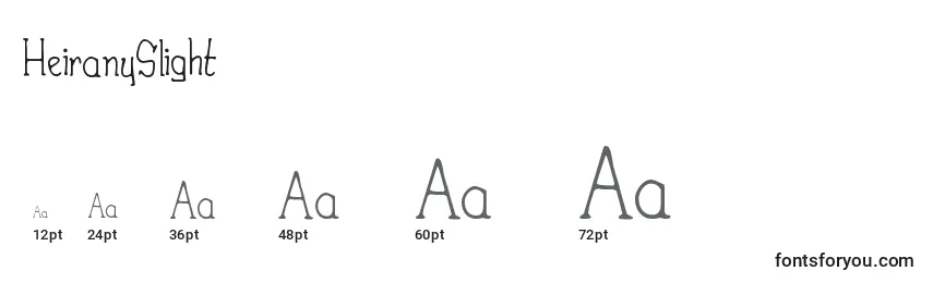 HeiranySlight Font Sizes