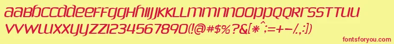 フォントPhoenixSansItalic – 赤い文字の黄色い背景