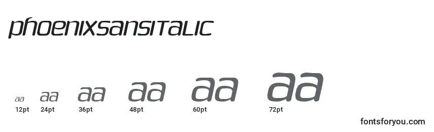 PhoenixSansItalic Font Sizes