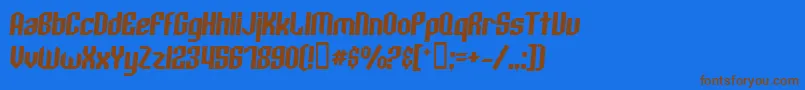 ArcheryBlackItalic-Schriftart – Braune Schriften auf blauem Hintergrund