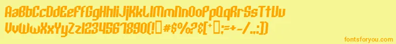 フォントArcheryBlackItalic – オレンジの文字が黄色の背景にあります。