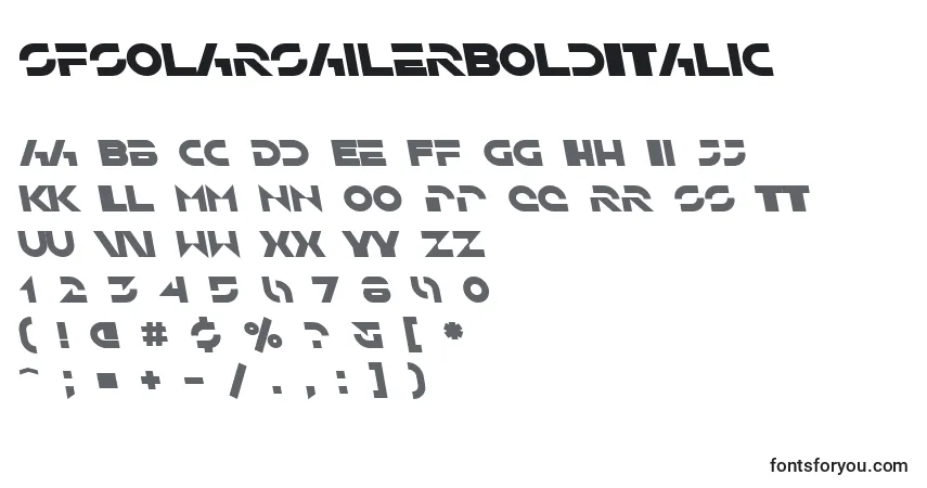 Шрифт SfSolarSailerBoldItalic – алфавит, цифры, специальные символы