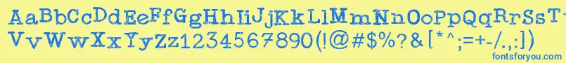 TypewriterPress-Schriftart – Blaue Schriften auf gelbem Hintergrund
