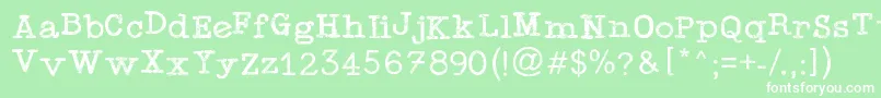 Czcionka TypewriterPress – białe czcionki na zielonym tle