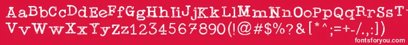 TypewriterPress-Schriftart – Weiße Schriften auf rotem Hintergrund
