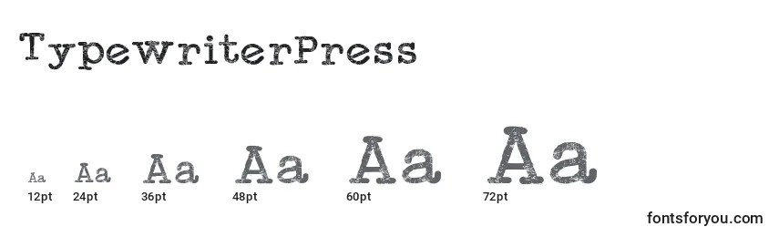 Tamanhos de fonte TypewriterPress