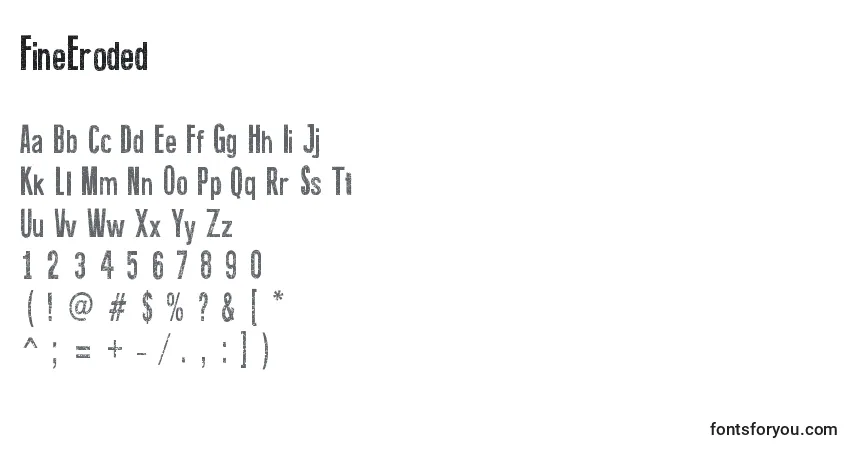 Schriftart FineEroded – Alphabet, Zahlen, spezielle Symbole