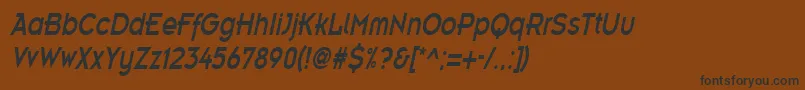 フォントEmblemcondensedItalic – 黒い文字が茶色の背景にあります