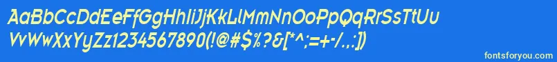 EmblemcondensedItalic Font – Yellow Fonts on Blue Background