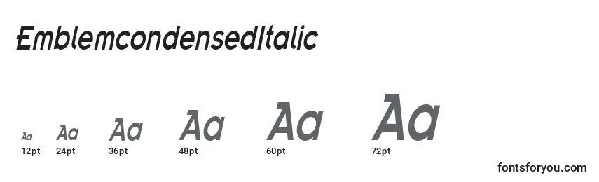 Größen der Schriftart EmblemcondensedItalic