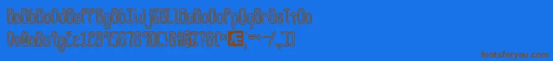 QueasyOutlineBrk-Schriftart – Braune Schriften auf blauem Hintergrund