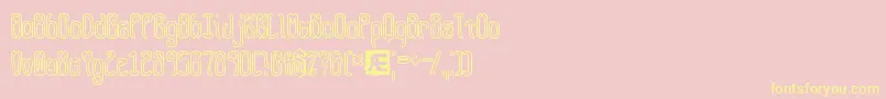 QueasyOutlineBrk-Schriftart – Gelbe Schriften auf rosa Hintergrund