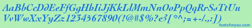 CochinLtBoldItalic Font – Blue Fonts on Green Background