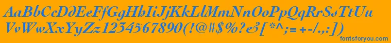 CochinLtBoldItalic-Schriftart – Blaue Schriften auf orangefarbenem Hintergrund