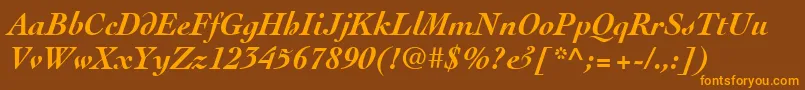CochinLtBoldItalic-Schriftart – Orangefarbene Schriften auf braunem Hintergrund