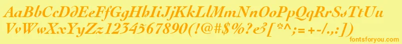 Fonte CochinLtBoldItalic – fontes laranjas em um fundo amarelo