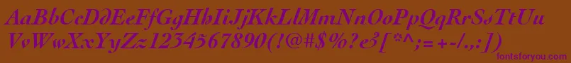 Fonte CochinLtBoldItalic – fontes roxas em um fundo marrom
