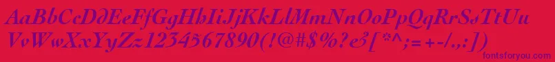 Czcionka CochinLtBoldItalic – fioletowe czcionki na czerwonym tle