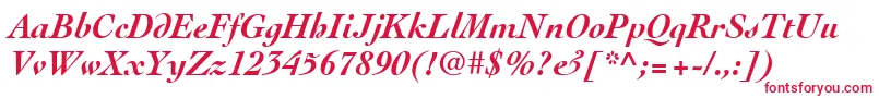 フォントCochinLtBoldItalic – 白い背景に赤い文字