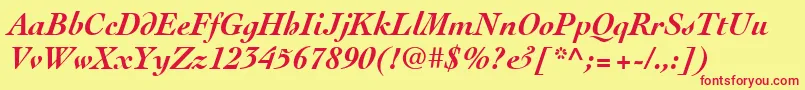 Fonte CochinLtBoldItalic – fontes vermelhas em um fundo amarelo