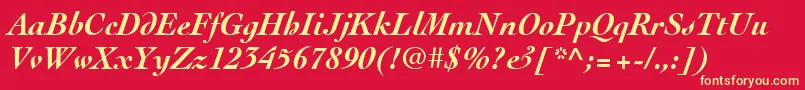Fonte CochinLtBoldItalic – fontes amarelas em um fundo vermelho