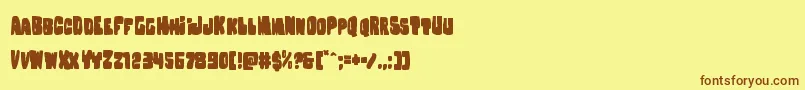 フォントNobodyhome – 茶色の文字が黄色の背景にあります。