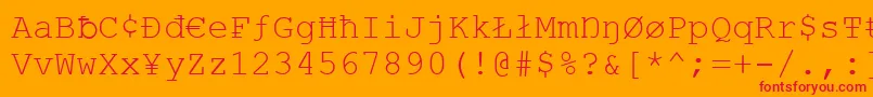 Vandaloop-Schriftart – Rote Schriften auf orangefarbenem Hintergrund