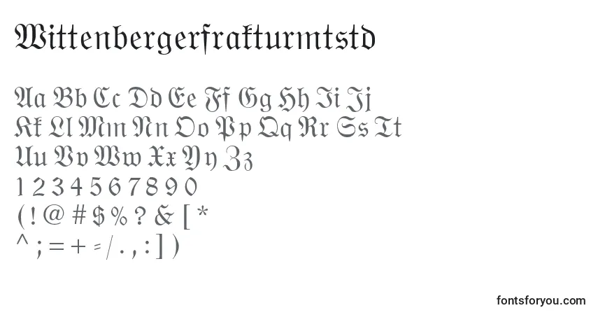 Czcionka Wittenbergerfrakturmtstd – alfabet, cyfry, specjalne znaki
