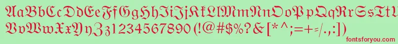 Wittenbergerfrakturmtstd Font – Red Fonts on Green Background